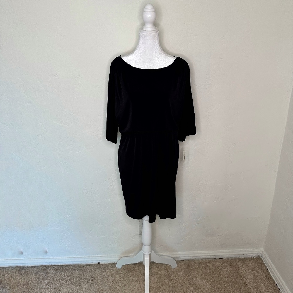 NWT- Jessica Simpson Black Dress- 3/4 Length Peek-A-Boo Sleeves